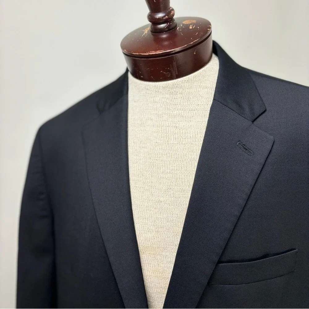 Ralph Lauren Sport Coat Blazer‎ Size 46R Black Wool Suit Jacket Made in Canada
